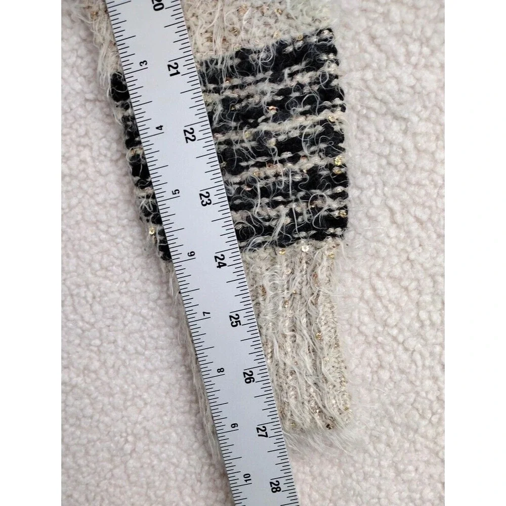 Mirumi Striped Fuzzy Knit Sweater‎ Dress Long Sleeve Sparkle V Neck M